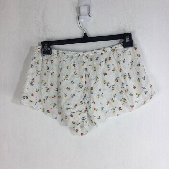 Free People Up Late Yellow Crop Top & Ivory Floral Shorts Pajama Set Size Large - Picture 3 of 11